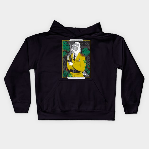 Colonel Mustard Kids Hoodie by Lucie Rice Illustration and Design, LLC